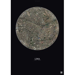 Affiche Lima – Poster vue satellite 2.5km Couleur | Gravura – Fond foncé