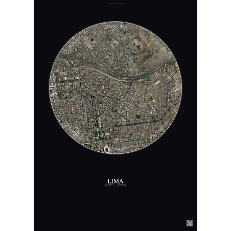 Affiche Lima – Poster vue satellite 2.5km Couleur | Gravura – Fond foncé