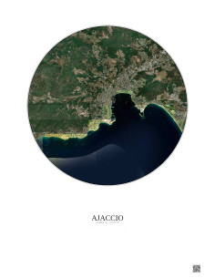 Affiche Ajaccio – Poster vue satellite 5km Couleur | Gravura – Fond clair