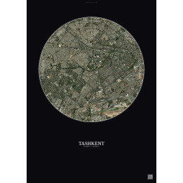 Affiche Tashkent – Poster vue satellite 6km Couleur | Gravura – Fond foncé