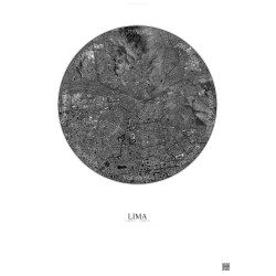 Affiche Lima – Poster vue satellite 6km N&B | Gravura – Fond clair
