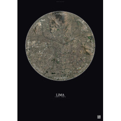 Affiche Lima – Poster vue satellite 6km Couleur | Gravura – Fond foncé