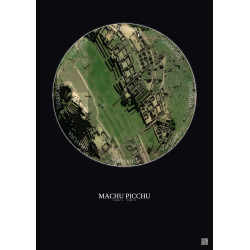 Affiche Machu Picchu – Poster vue satellite 0.1km Couleur | Gravura – Fond foncé