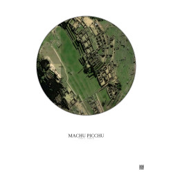 Affiche Machu Picchu – Poster vue satellite 0.1km Couleur | Gravura – Fond clair
