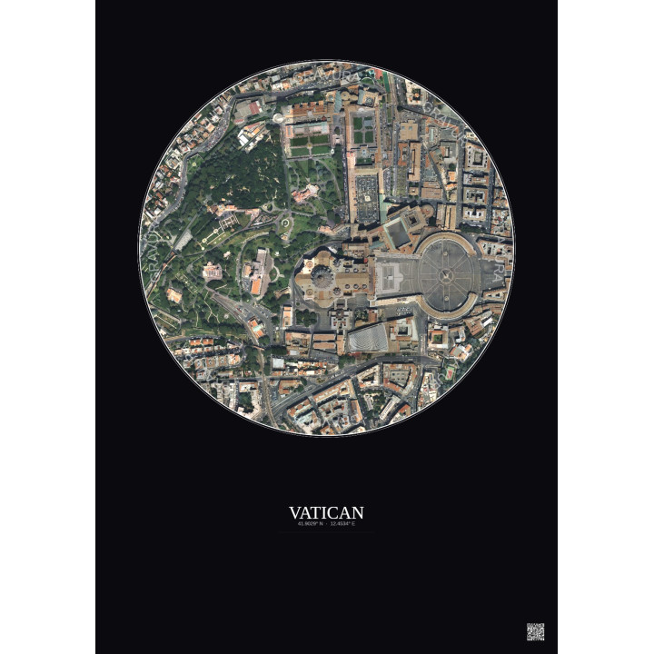 Affiche Vatican – Poster vue satellite 0.5km Couleur | Gravura – Fond foncé