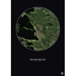 Affiche Machu Picchu – Poster vue satellite 0.5km Couleur | Gravura – Fond foncé