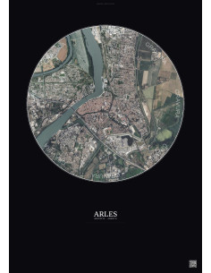 Arles Satellite View Poster 2.5km Color | Gravura – Dark background