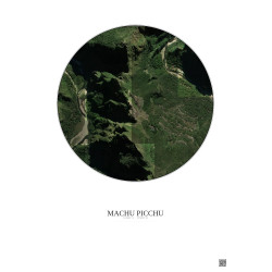 Affiche Machu Picchu – Poster vue satellite 1km Couleur | Gravura – Fond clair