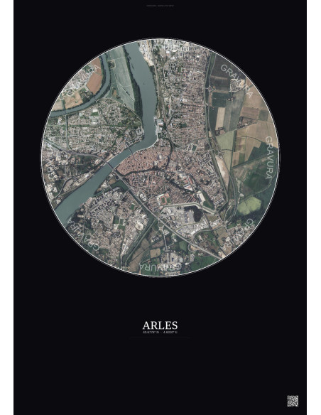 Arles Satellite View Poster 2.5km Color | Gravura – Dark background