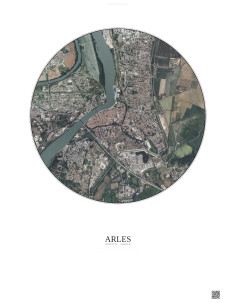 Arles Satellite View Poster 2.5km Color | Gravura – Light background