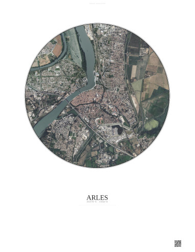 Affiche Arles – Poster vue satellite 2.5km Couleur | Gravura – Fond clair