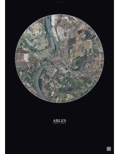 Arles Satellite View Poster 5km Color | Gravura – Dark background