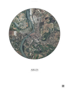 Arles Satellite View Poster 5km Color | Gravura – Light background