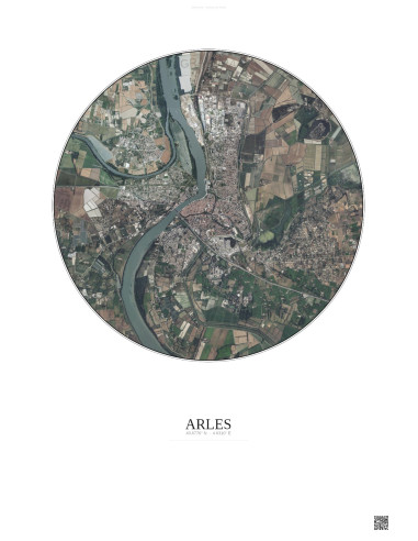 Arles Satellite View Poster 5km Color | Gravura – Light background