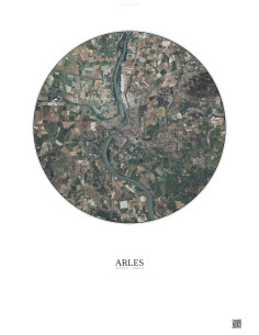 Arles Satellite View Poster 10km Color | Gravura – Light background