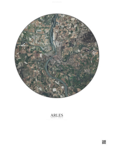 Affiche Arles – Poster vue satellite 10km Couleur | Gravura – Fond clair