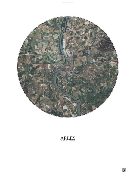 Affiche Arles – Poster vue satellite 10km Couleur | Gravura – Fond clair