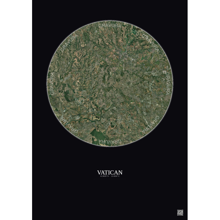 Vatican Satellite View Poster 20km Color | Gravura – Dark background