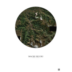 Affiche Machu Picchu – Poster vue satellite 20km Couleur | Gravura – Fond clair
