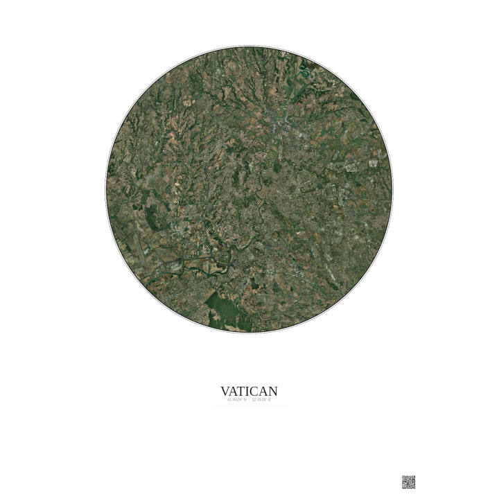 Vatican Satellite View Poster 20km Color | Gravura – Light background