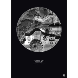 Vatican Satellite View Poster 0.1km B&W | Gravura – Dark background