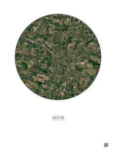 Affiche Auch – Poster vue satellite 2.5km Couleur | Gravura – Fond clair