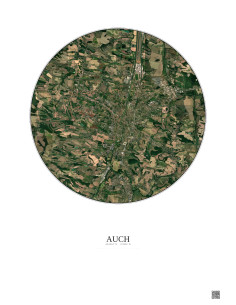 Affiche Auch – Poster vue satellite 5km Couleur | Gravura – Fond clair