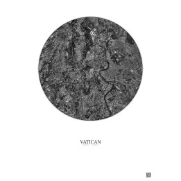 Affiche Vatican – Poster vue satellite 5km N&B | Gravura – Fond clair