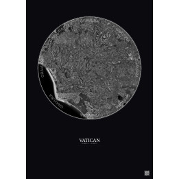 Affiche Vatican – Poster vue satellite 30km N&B | Gravura – Fond foncé