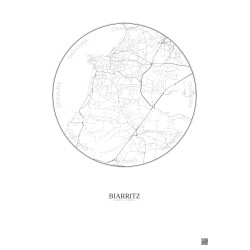 Affiche Biarritz – Poster carte de ville 2.5km | Gravura – Fond clair