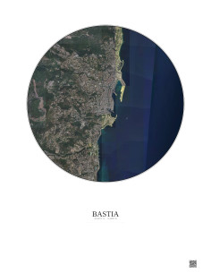 Affiche Bastia – Poster vue satellite 2.5km Couleur | Gravura – Fond clair