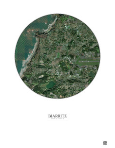 Affiche Biarritz – Poster vue satellite 2.5km Couleur | Gravura – Fond clair