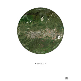 Affiche Caracas – Poster vue satellite 10km Couleur | Gravura – Fond clair