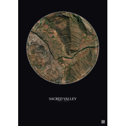 Affiche Sacred Valley – Poster vue satellite 2.5km Couleur | Gravura – Fond foncé