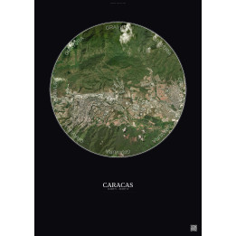 Affiche Caracas – Poster vue satellite 6km Couleur | Gravura – Fond foncé