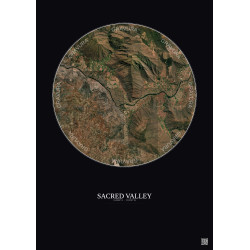 Affiche Sacred Valley – Poster vue satellite 5km Couleur | Gravura – Fond foncé