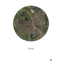 Affiche Ha Noi – Poster vue satellite 10km Couleur | Gravura – Fond clair