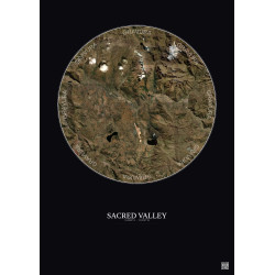 Affiche Sacred Valley – Poster vue satellite 20km Couleur | Gravura – Fond foncé
