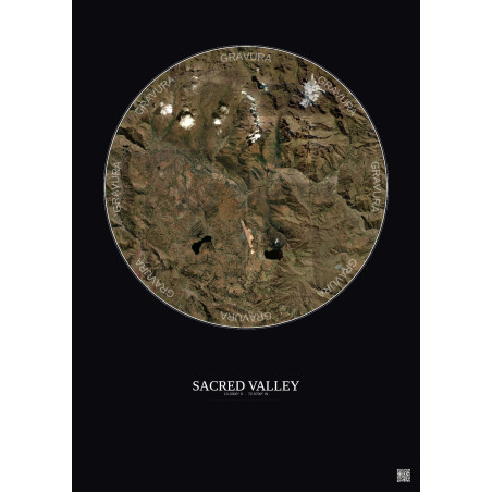 Affiche Sacred Valley – Poster vue satellite 20km Couleur | Gravura – Fond foncé