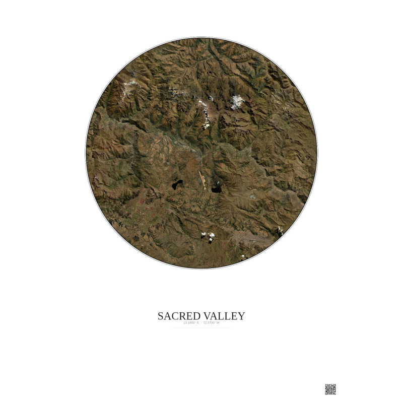 Sacred Valley Satellite View Poster 30km Color | Gravura – Light background