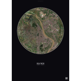Affiche Ha Noi – Poster vue satellite 10km Couleur | Gravura – Fond foncé