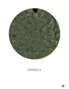 Affiche Bordeaux – Poster vue satellite 5km Couleur | Gravura – Fond clair