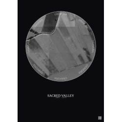 Affiche Sacred Valley – Poster vue satellite 0.1km N&B | Gravura – Fond foncé