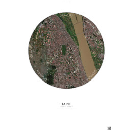 Affiche Ha Noi – Poster vue satellite 2.5km Couleur | Gravura – Fond clair