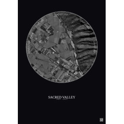 Affiche Sacred Valley – Poster vue satellite 0.5km N&B | Gravura – Fond foncé
