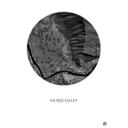 Affiche Sacred Valley – Poster vue satellite 1km N&B | Gravura – Fond clair