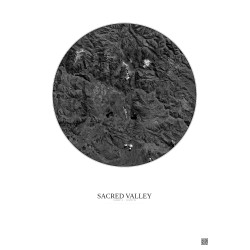Affiche Sacred Valley – Poster vue satellite 30km N&B | Gravura – Fond clair