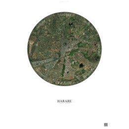 Affiche Harare – Poster vue satellite 6km Couleur | Gravura – Fond clair