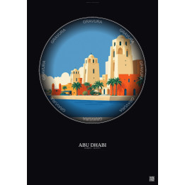 Affiche Abu Dhabi – Poster illustration vintage – Abu Dhabi | Gravura – Fond foncé