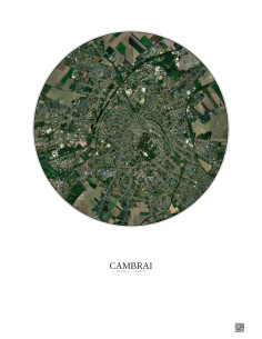 Affiche Cambrai – Poster vue satellite 2.5km Couleur | Gravura – Fond clair